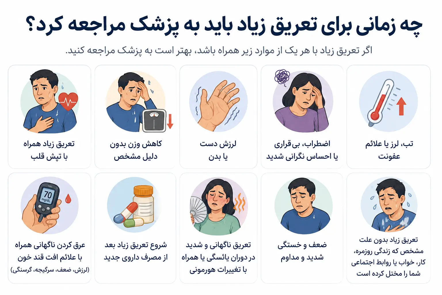 چه زمانی برای تعریق زیاد باید به پزشک مراجعه کرد؟
